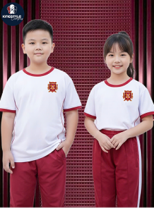 Đồng Phục Mầm Non Màu Cổ Tròn Màu Xanh Iris