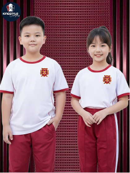 Đồng Phục Mầm Non Màu Cổ Tròn Màu Xanh Iris